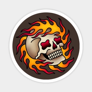 Old Salt American Traditional Flaming Skull Magnet